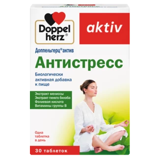 Illustration of the product packaging Doppelherz aktiv Антистресс front view